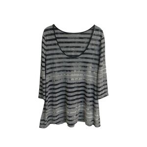 Calvin Klein Top Women's M Blue Striped Long Sleeve Pullover